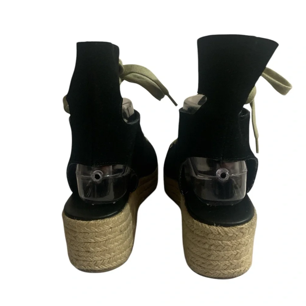 Ecote Black Espadrille Wedge Sandals 8